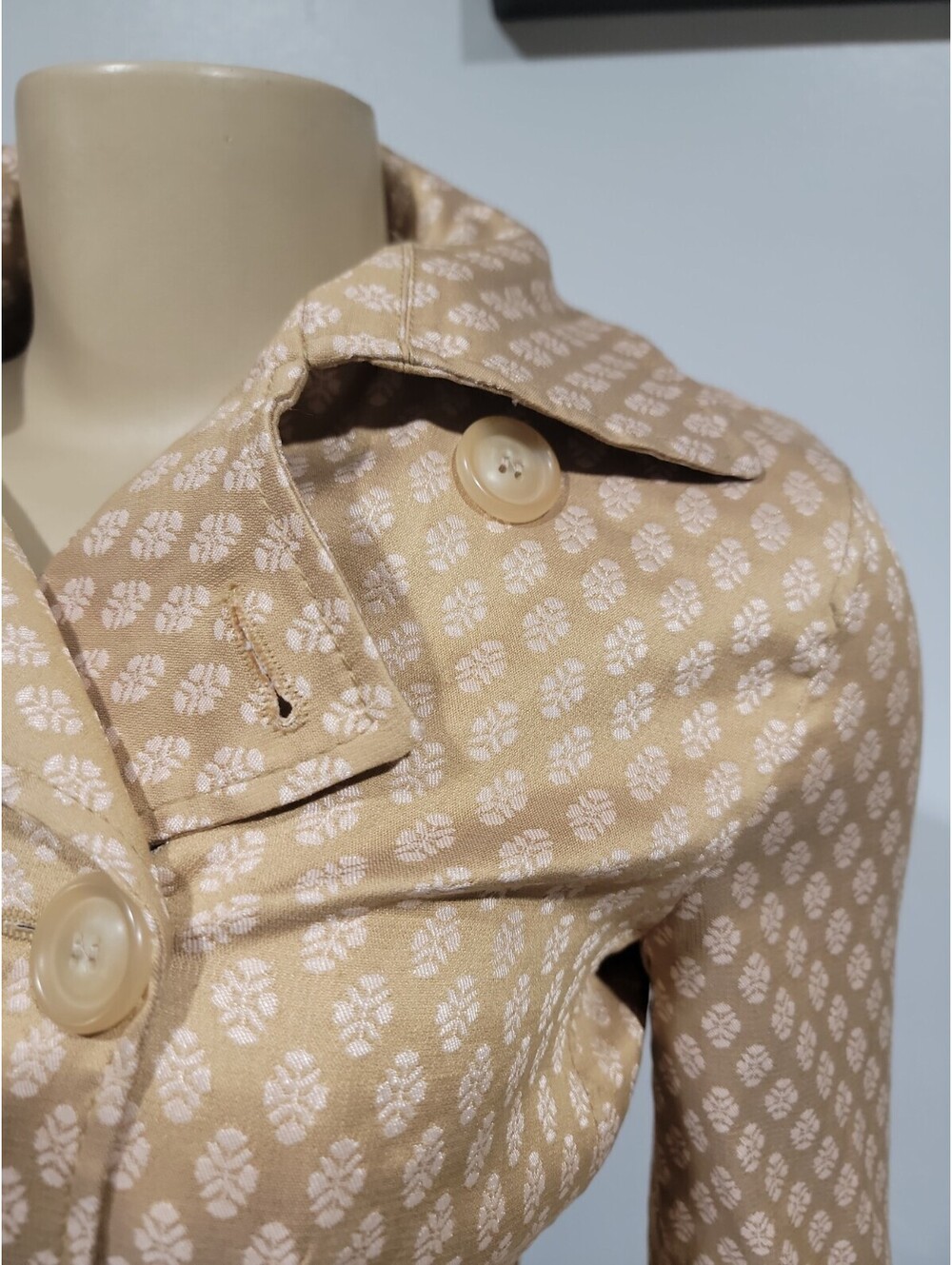 PIAZZA SEMPIONE Jacket Women US 4 IT 40 Beige Floral Belted Made in Italy NEW#CC - Picture 4 of 16